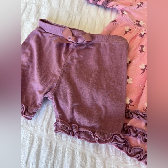 Kickee Pants Bamboo Ruffled Fairy Lounge Set 6-12M - Picture 3 of 9